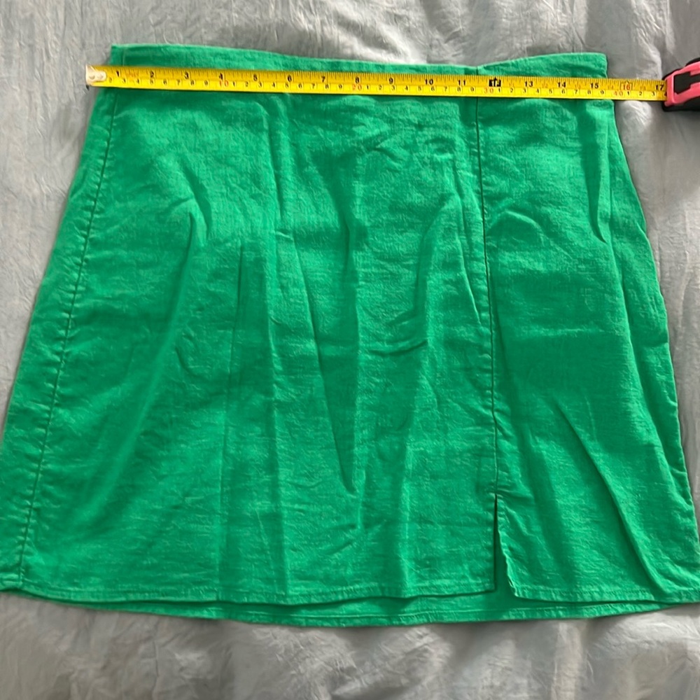 A NEW DAY Mini Linen Skirt. Green - Picture 3 of 5